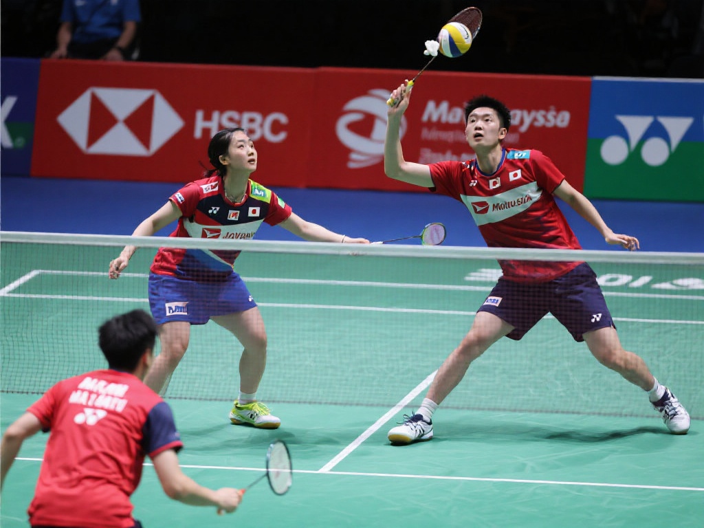 比赛一开始，日本队在混双项目中展现了强大